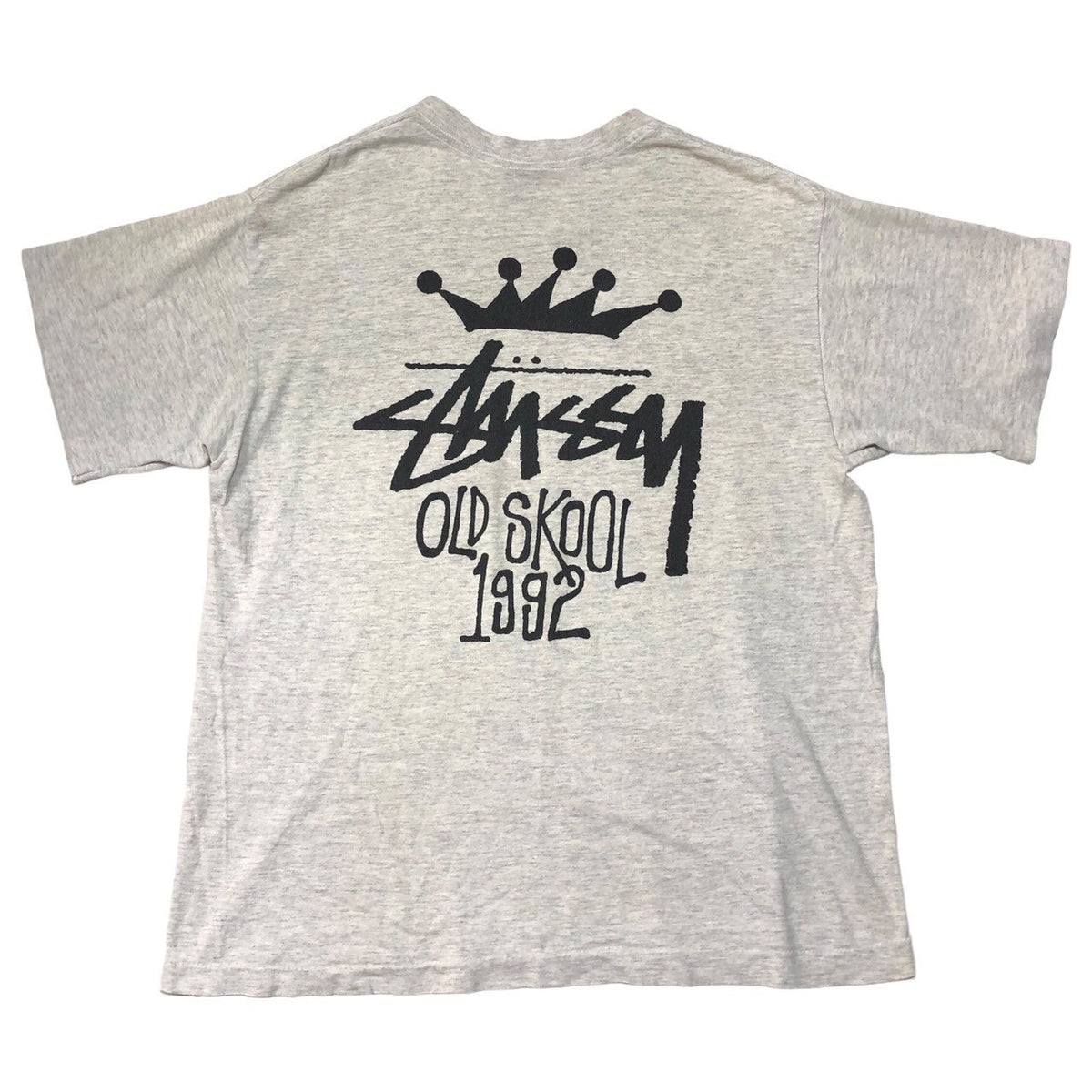 STUSSY 90s Old Skool 1992 T-Shirt Gray/Black Size SIZE L