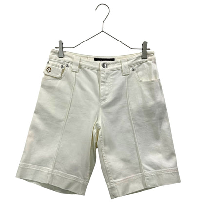 LOUIS VUITTON Monogram Embroidered Denim Shorts Size 38