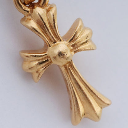 CHROME HEARTS 22K Baby Fat Cross Necklace Charm Gold Size F