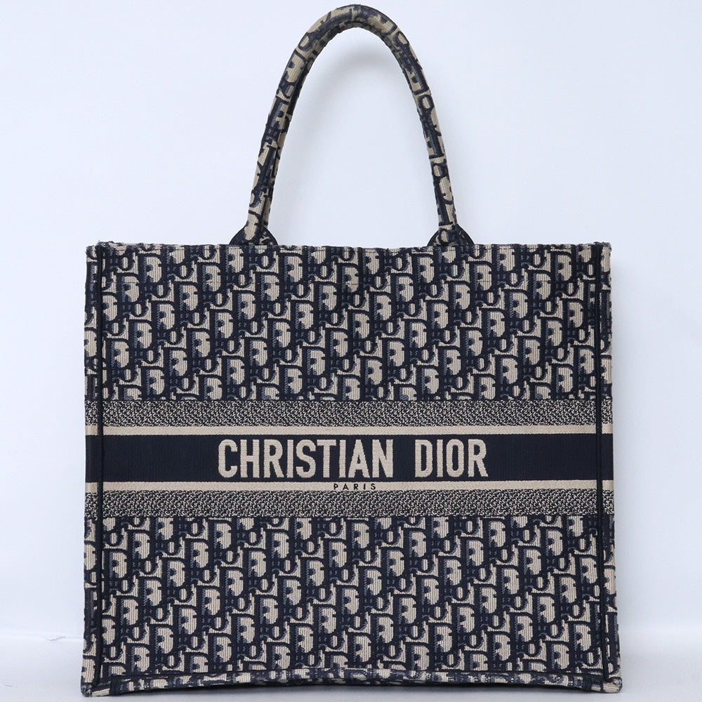 CHRISTIAN DIOR Large Oblique Canvas Bag Navy Size ONE SIZE