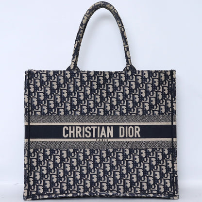 CHRISTIAN DIOR Large Oblique Canvas Bag Navy Size ONE SIZE