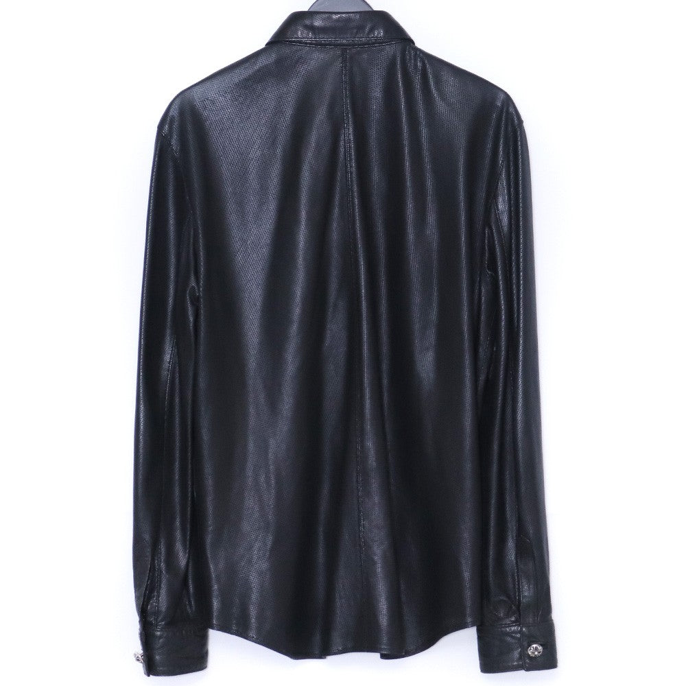 CHROME HEARTS Leather Cross Ball Button-Up Black Size S