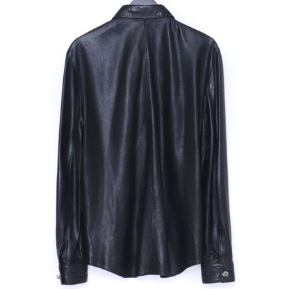 CHROME HEARTS Leather Cross Ball Button-Up Black Size S