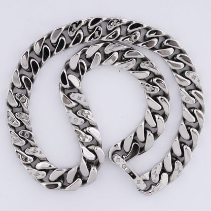 LOUIS VUITTON LV Chain Links Metal Necklace Silver Size F