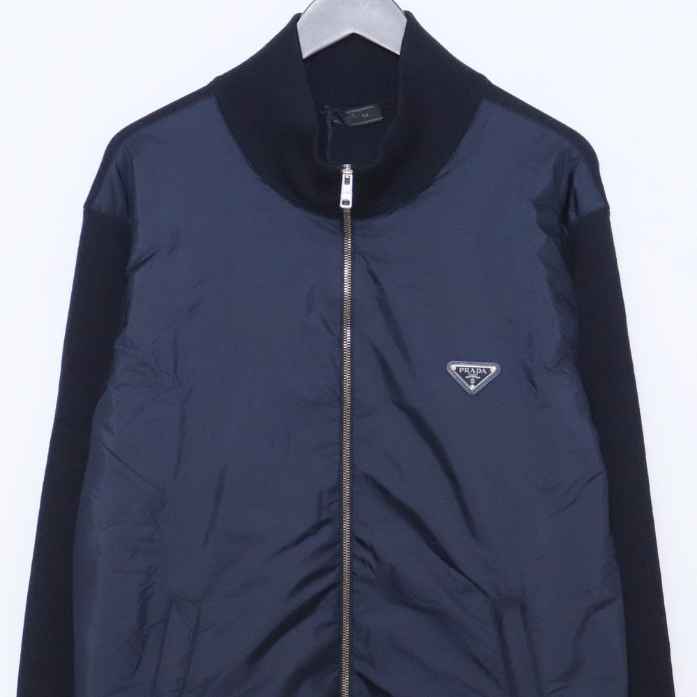Prada 22SS Re-Nylon Wool Zip Cardigan Navy Size 54