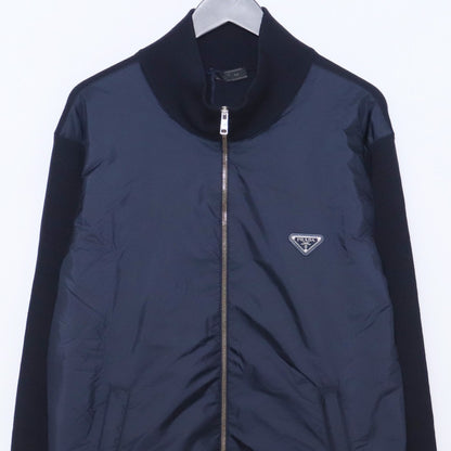 Prada 22SS Re-Nylon Wool Zip Cardigan Navy Size 54