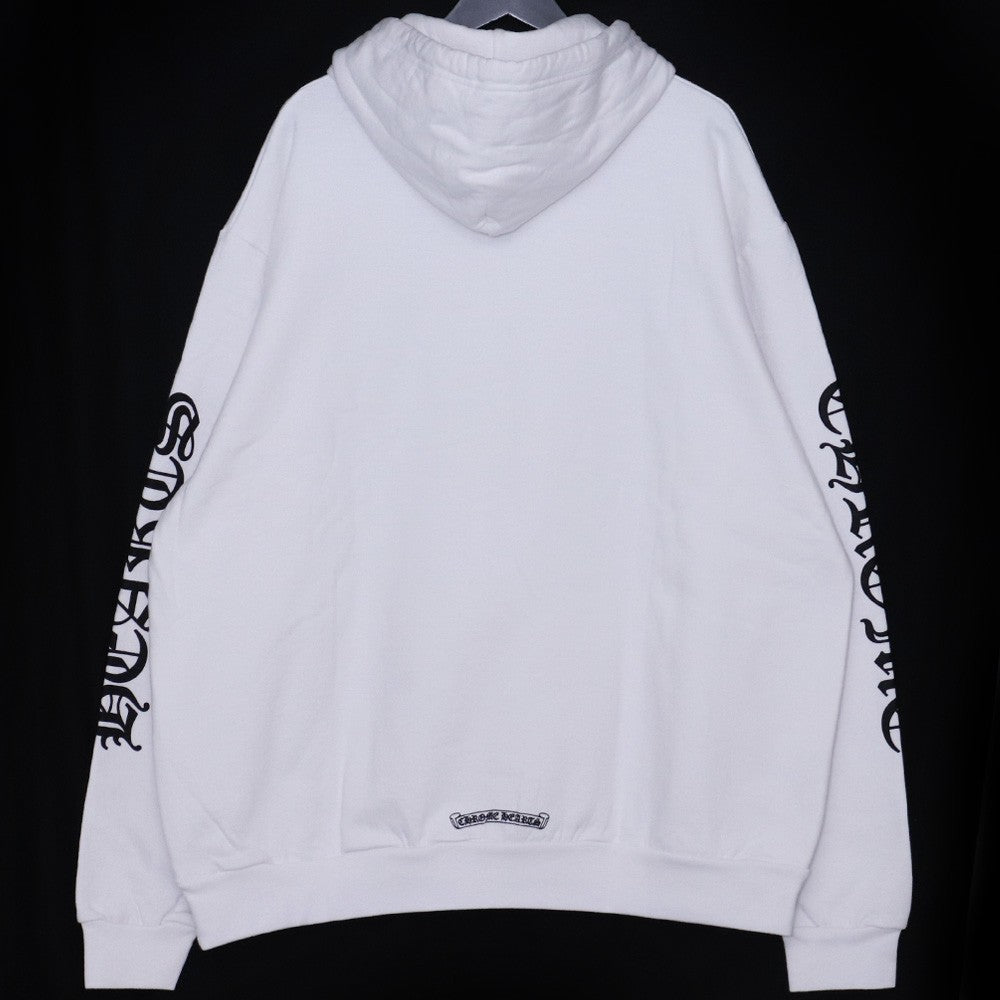 CHROME HEARTS Vertical Logo Pullover Hoodie White Size XL