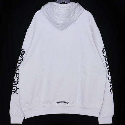 CHROME HEARTS Vertical Logo Pullover Hoodie White Size XL