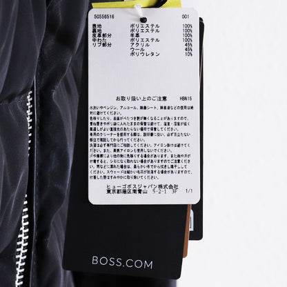 HUGO BOSS Hybrid Quilted Leather Down Jacket Black Size 48
