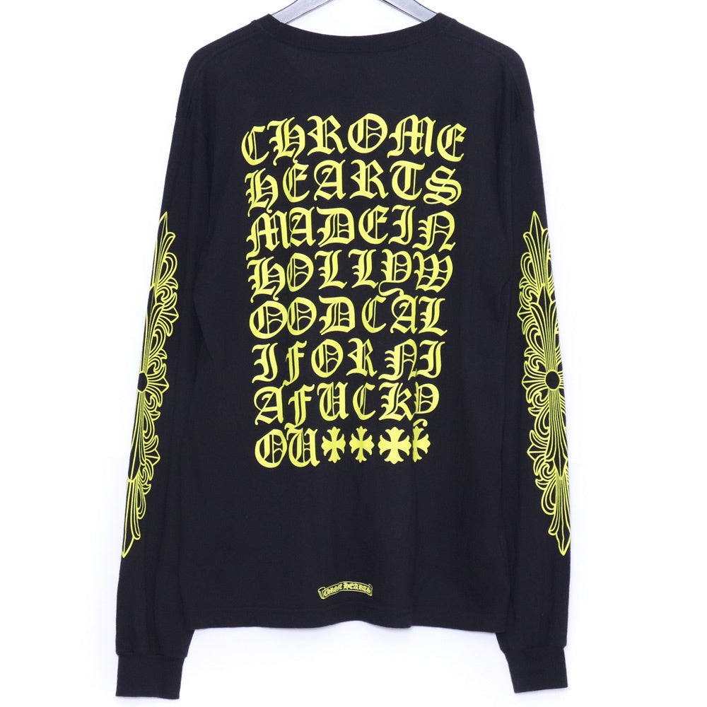 CHROME HEARTS DBL FLRL Long Sleeve T-Shirt Black Size L