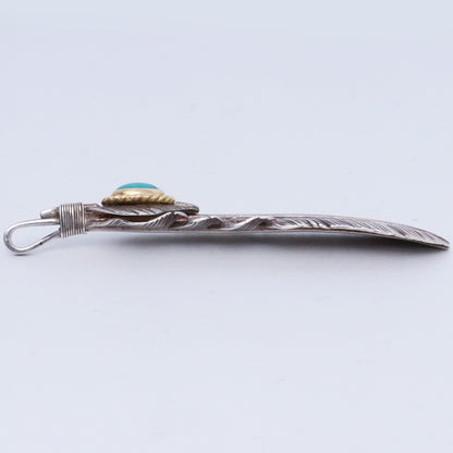 TARO WASHIMI K18 Gold Rope Turquoise Feather Silver L Size L