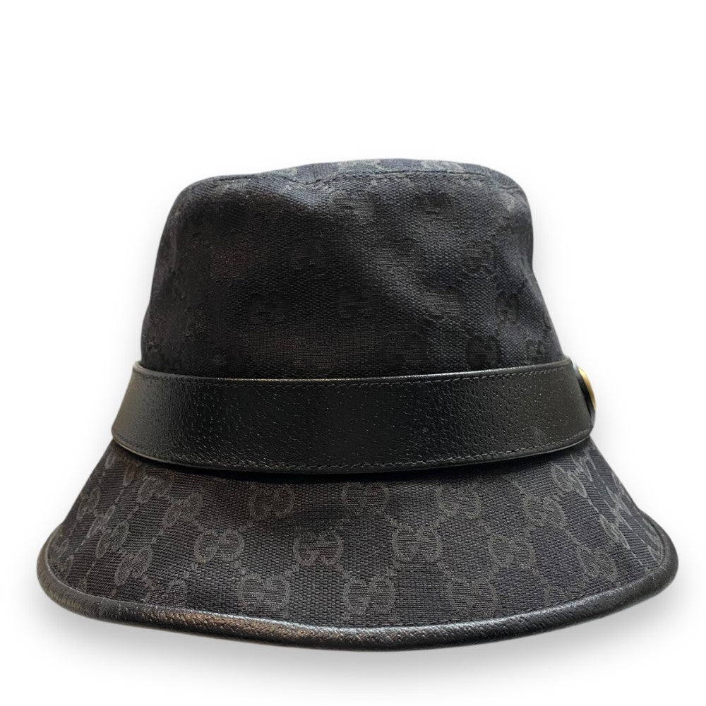GUCCI Original GG Canvas Bucket Hat Black Size L