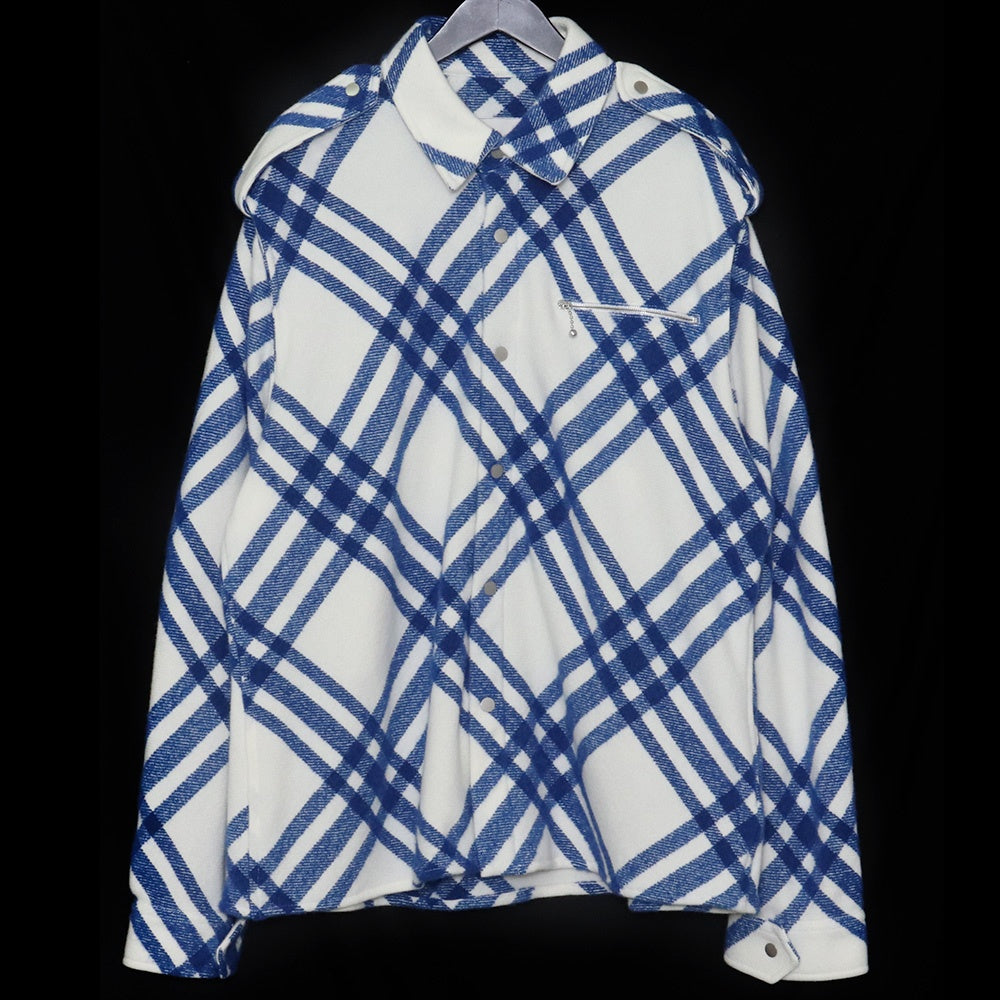 BURBERRY 23AW Check Wool Blend Overshirt Night Shirt Size L