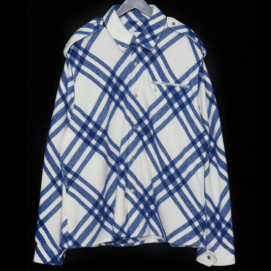 BURBERRY 23AW Check Wool Blend Overshirt Night Shirt Size L
