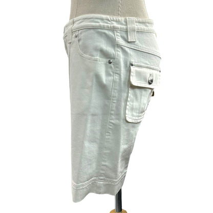 LOUIS VUITTON Monogram Embroidered Denim Shorts Size 38