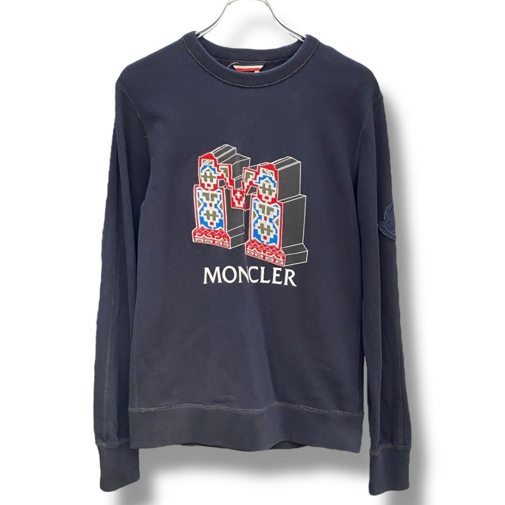 MONCLER Embroidered Round Neck Sweatshirt Navy Size S