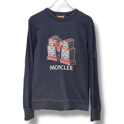 MONCLER Embroidered Round Neck Sweatshirt Navy Size S