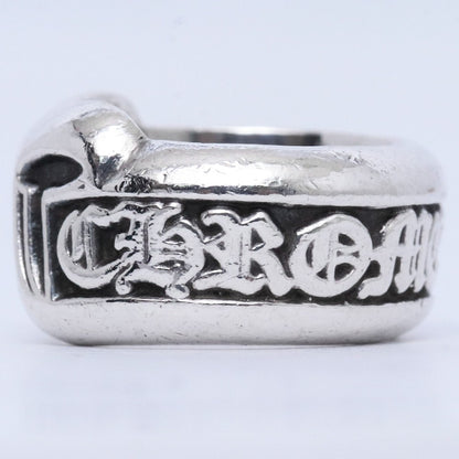 Chrome Hearts Small Scroll Label Ring Silver Size JP 4.5