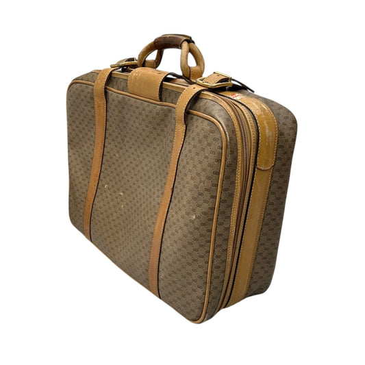 GUCCI 80s Vintage Micro GG PVC Leather Travel Beige Brown Bag