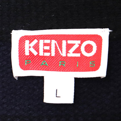 KENZO Applique Tiger Motif V-Neck Sweater Navy Size L