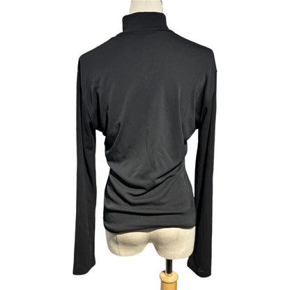 Y's Center Zip Pullover Sheer Mock Neck Top