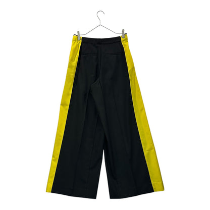 LOEWE Side Yellow Wide-Leg Wool Slacks Black/Yellow Size 38