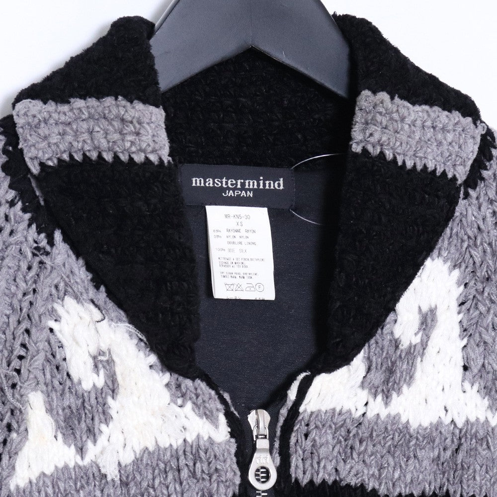MASTERMIND JAPAN Shawl Collar Zip Knit Black Size XS