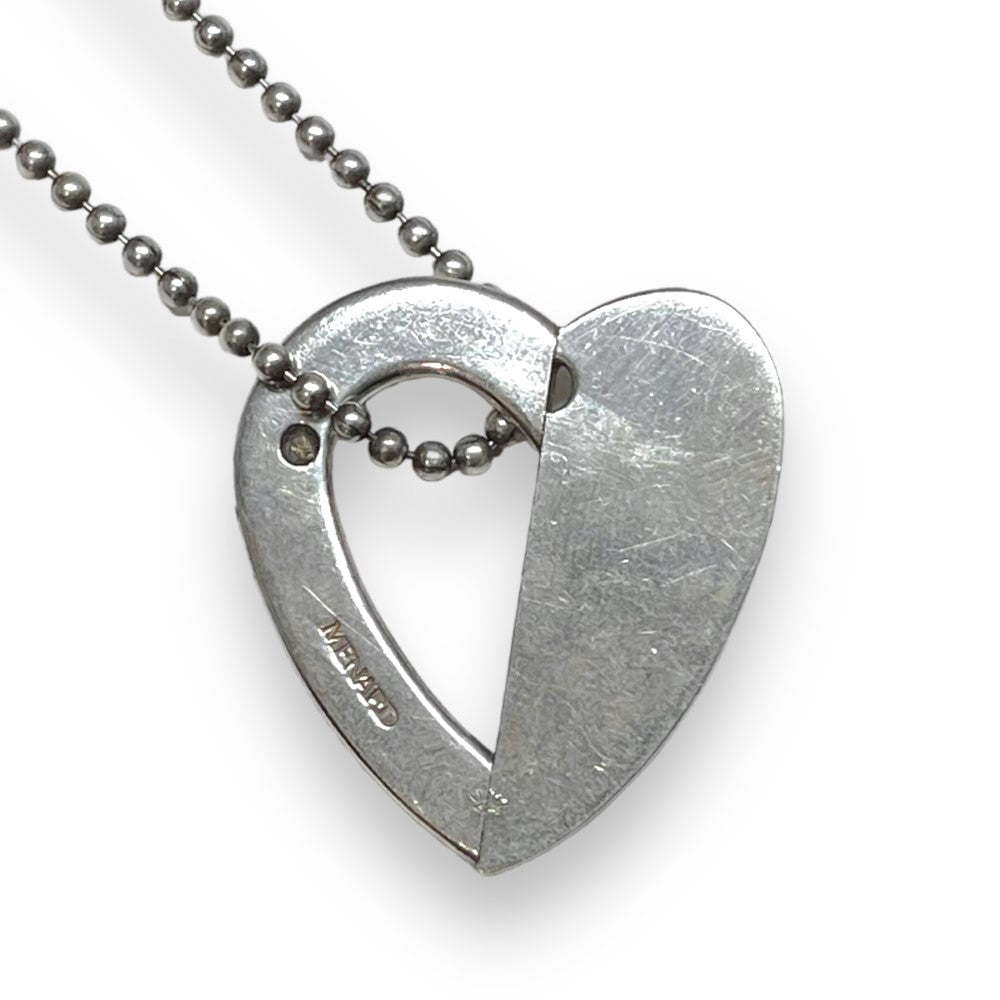 POLYTERON Heart Motif Remake Necklace Silver Size 70CM