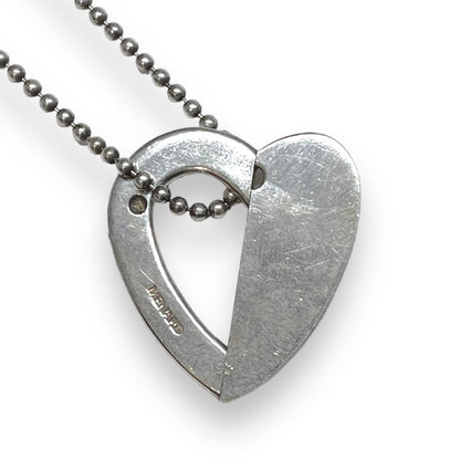 POLYTERON Heart Motif Remake Necklace Silver Size 70CM