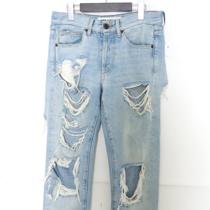 OFF-WHITE Distressed Denim Pants Light Indigo Size 28