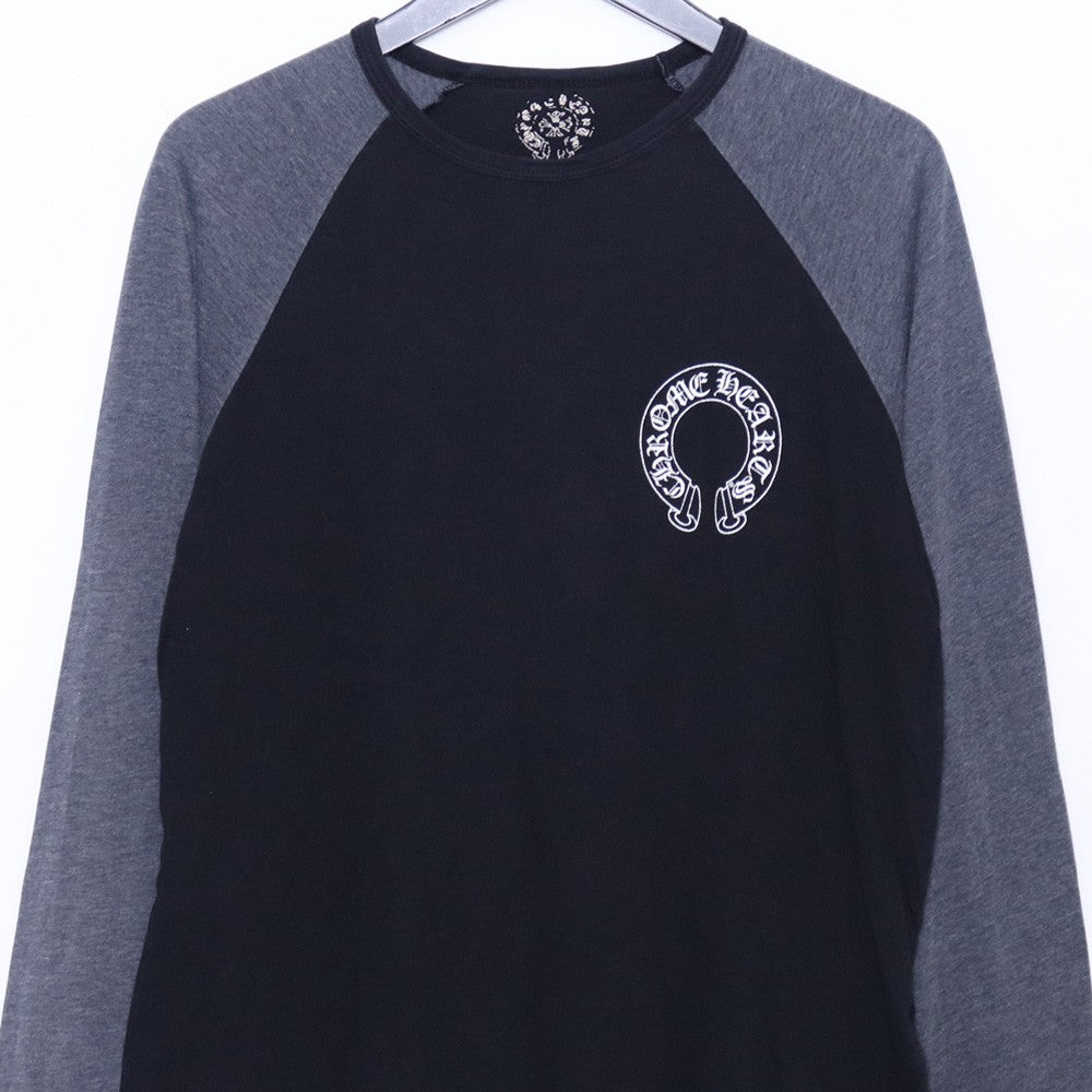 CHROME HEARTS Old Scroll Logo Raglan Long Sleeve T-Shirt Black Size S