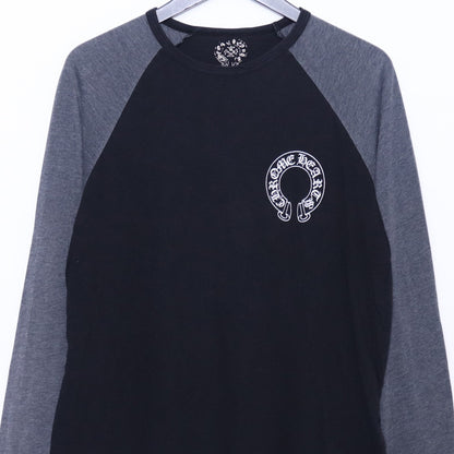 CHROME HEARTS Old Scroll Logo Raglan Long Sleeve T-Shirt Black Size S