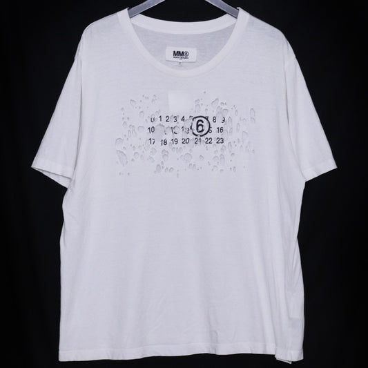 MM6 Distressed Crewneck T-Shirt White Size L