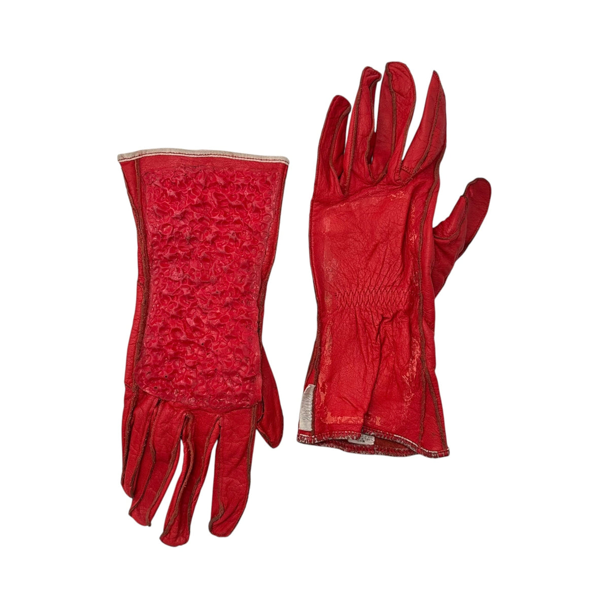 20471120 97SS "IBO" Rubber Coated Leather Gloves Red
