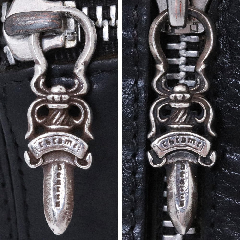 CHROME HEARTS Wave Cross Button Wallet Black Size F