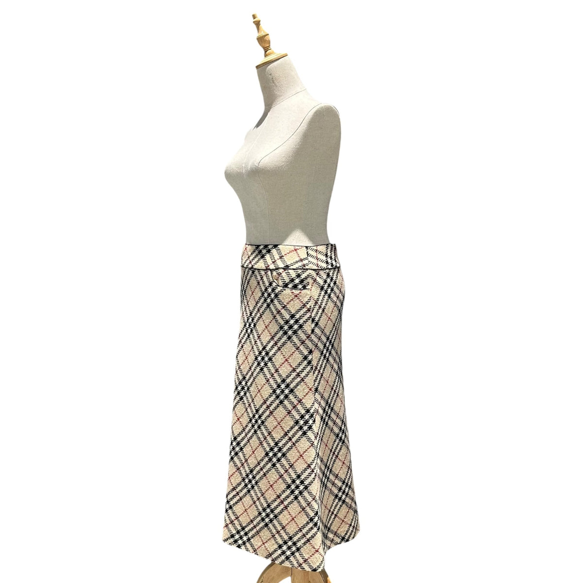 BURBERRY LONDON Nova Check Wool Long Skirt Multi Size 38