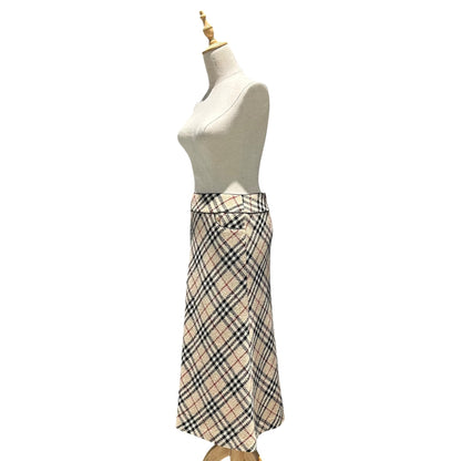 BURBERRY LONDON Nova Check Wool Long Skirt Multi Size 38