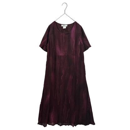 24 ISSEY MIYAKE 11AW Pleated Crinkle Dress Bordeaux Size 2