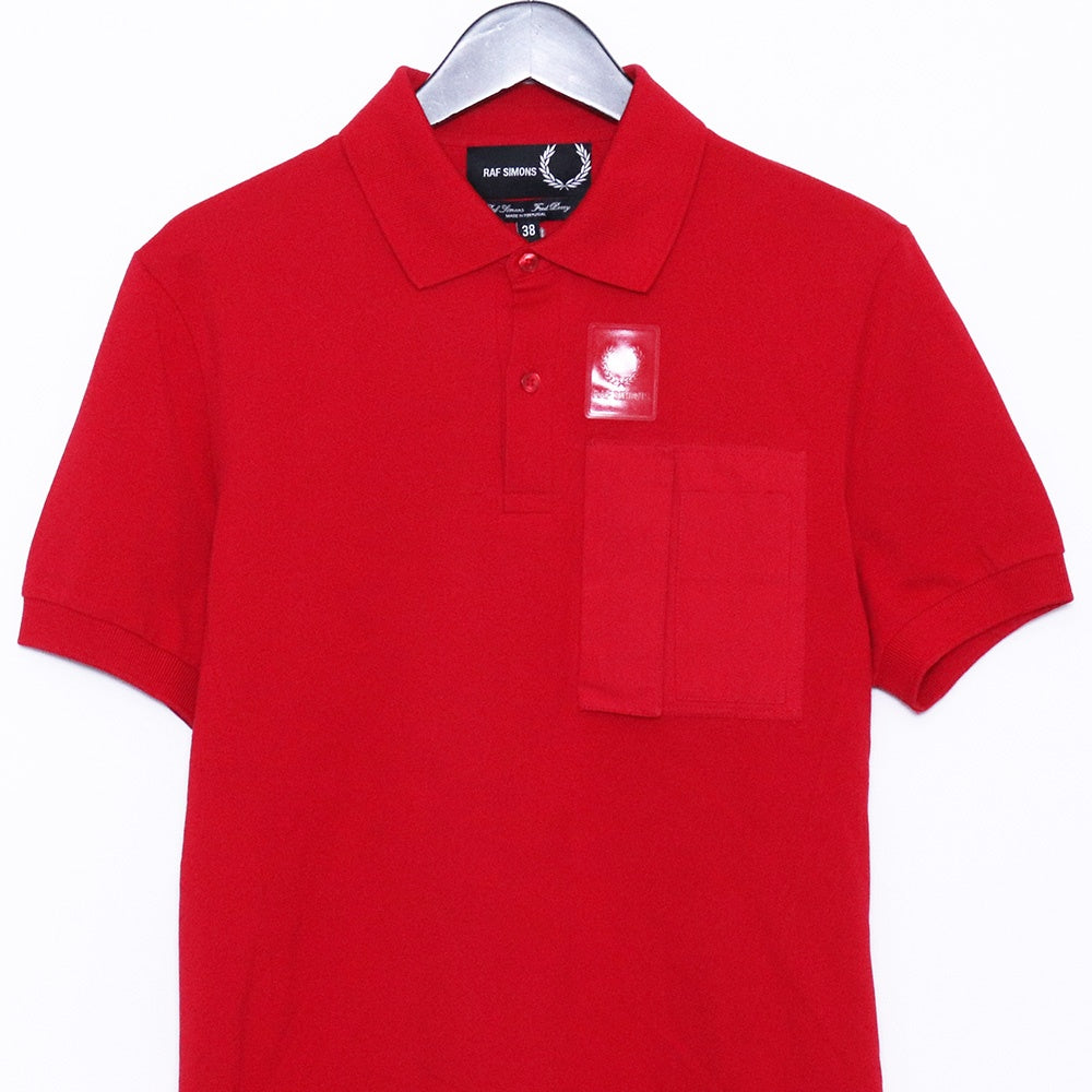 RAF SIMONS x Fred Perry Space Pocket Pique Polo Red Size 38