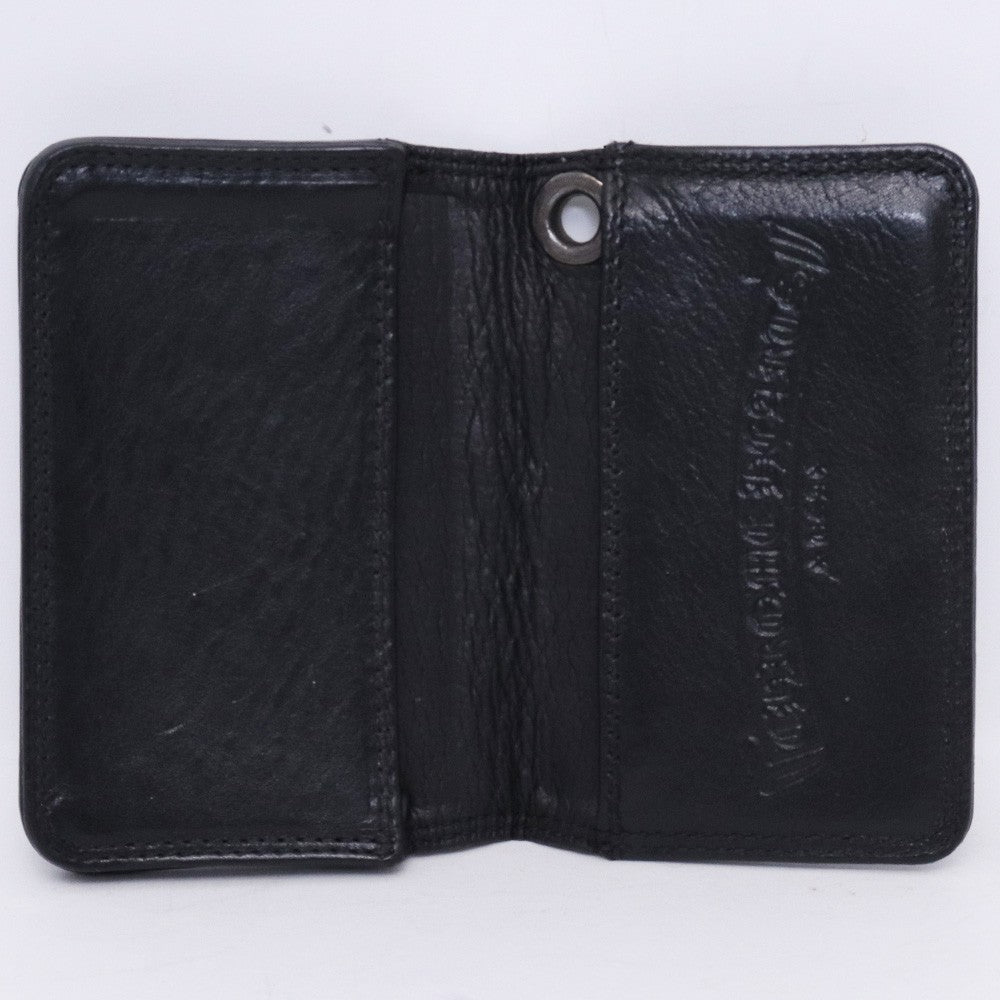 CHROME HEARTS Grommet Leather Card Holder Black Card Case Size F