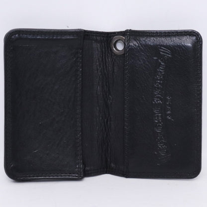 CHROME HEARTS Grommet Leather Card Holder Black Card Case Size F
