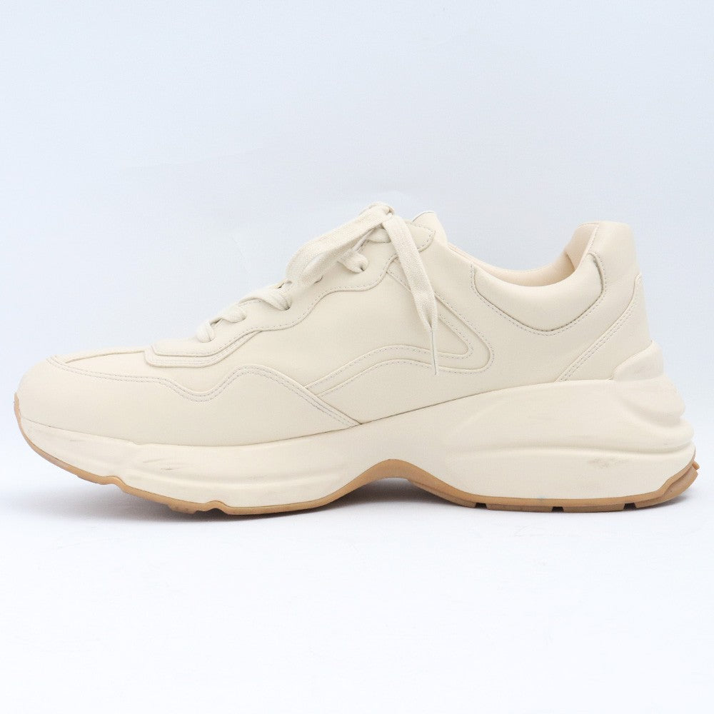 GUCCI Rhyton Logo Leather Lace-up Sneakers Beige Size 30cm