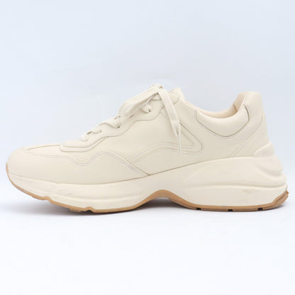 GUCCI Rhyton Logo Leather Lace-up Sneakers Beige Size 30cm