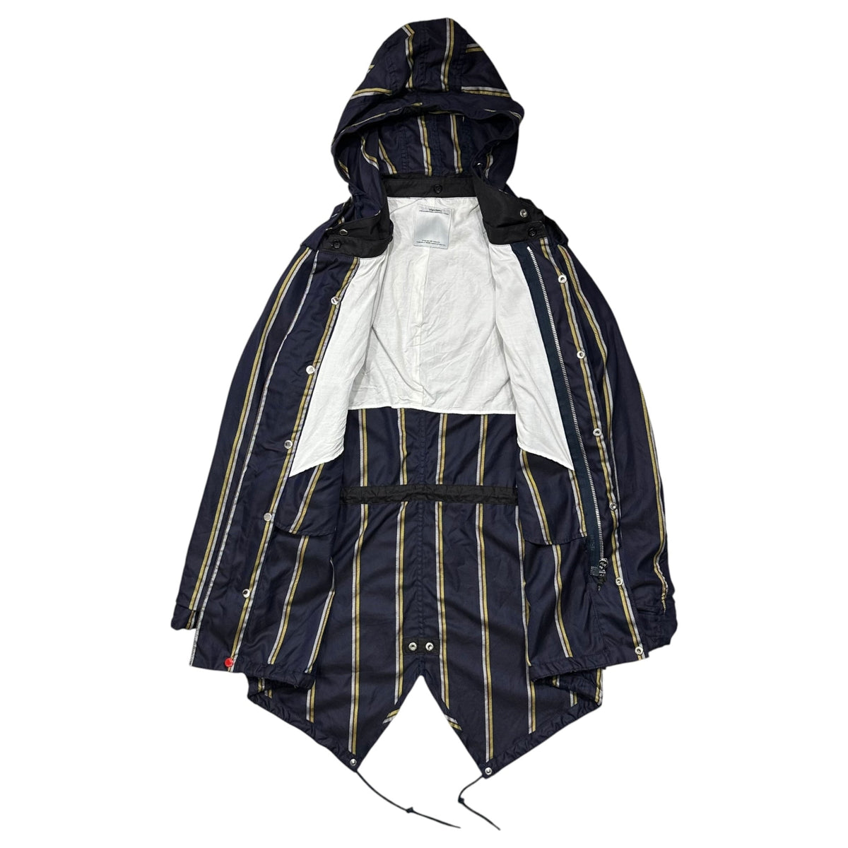 VISVIM 00s Fishtail Striped Cotton Coat Navy Yellow Size M