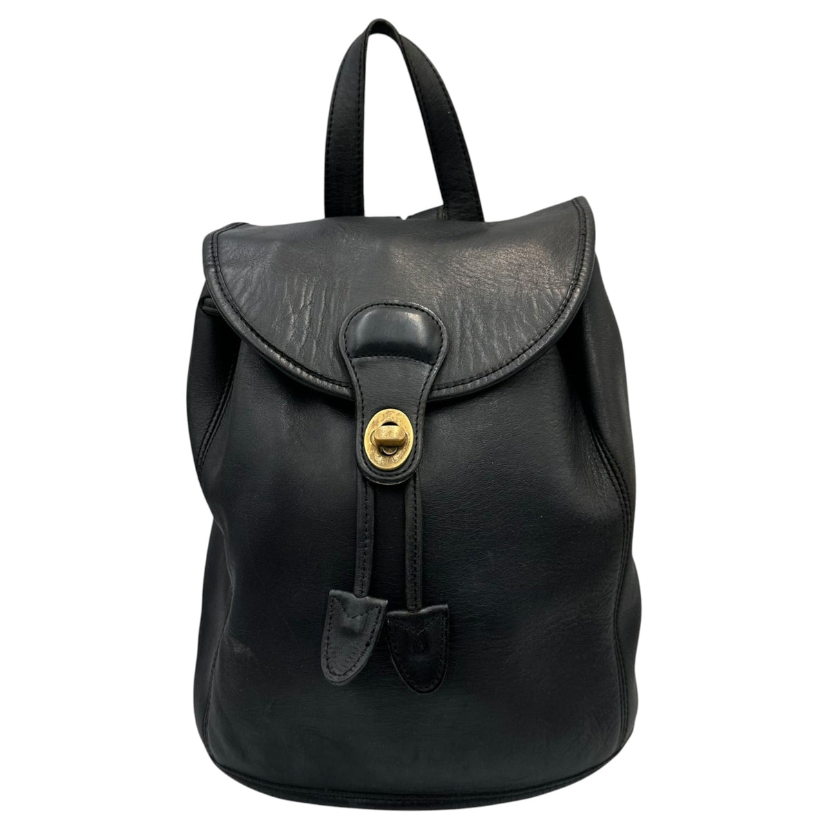OLD COACH Vintage Turnlock All-Leather Backpack Black