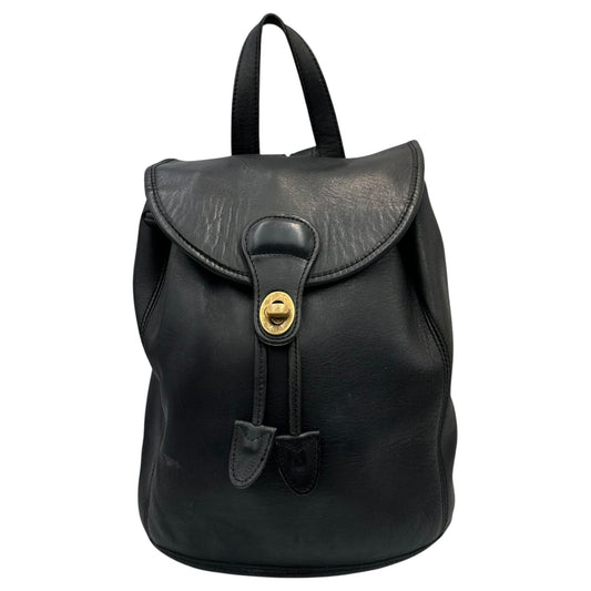 OLD COACH Vintage Turnlock All-Leather Backpack Black