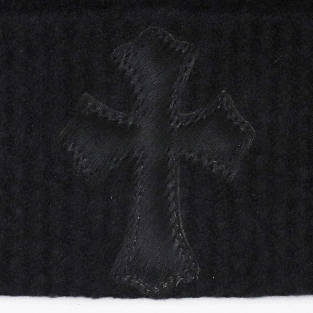 Chrome Hearts BADDA BING Calf Hair Cross Beanie Black Size F