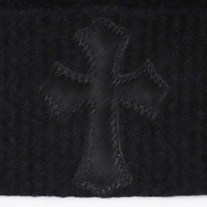 Chrome Hearts BADDA BING Calf Hair Cross Beanie Black Size F