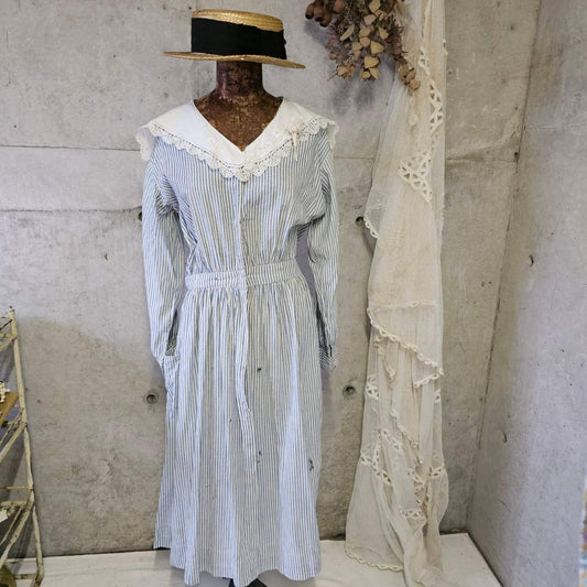 Euro antique 20s-30s French Stripe Dress