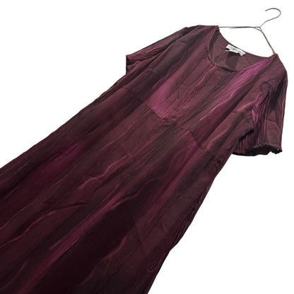 24 ISSEY MIYAKE 11AW Pleated Crinkle Dress Bordeaux Size 2